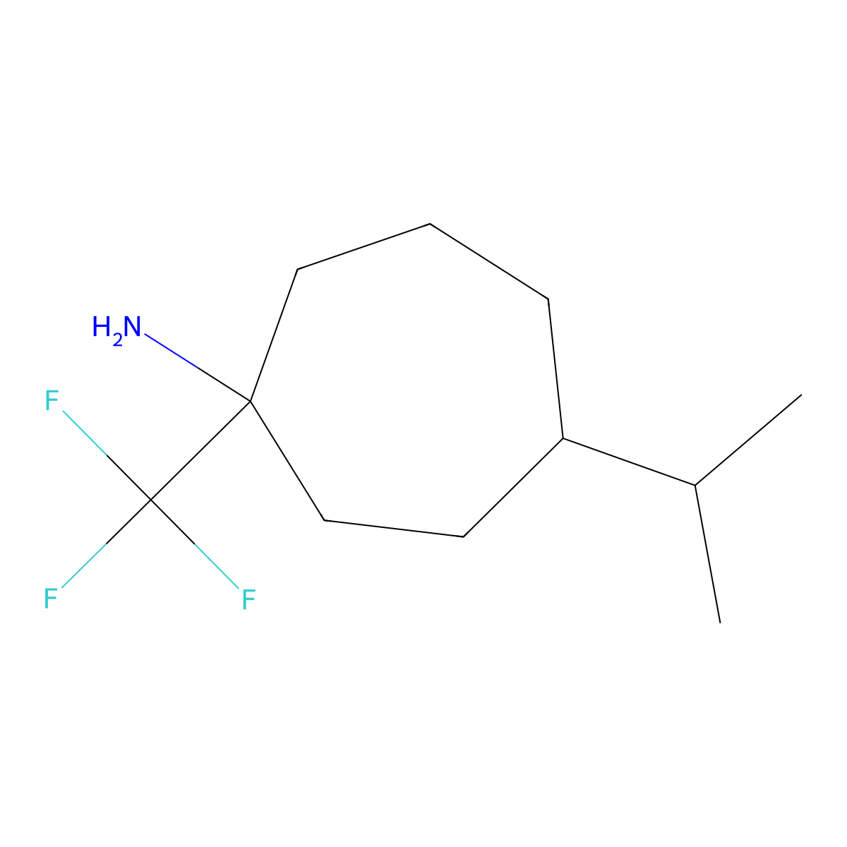 4-(Propan-2-yl)-1-(trifluoromethyl)cycloheptan-1-amine molecular structure, CAS 1427381-08-5