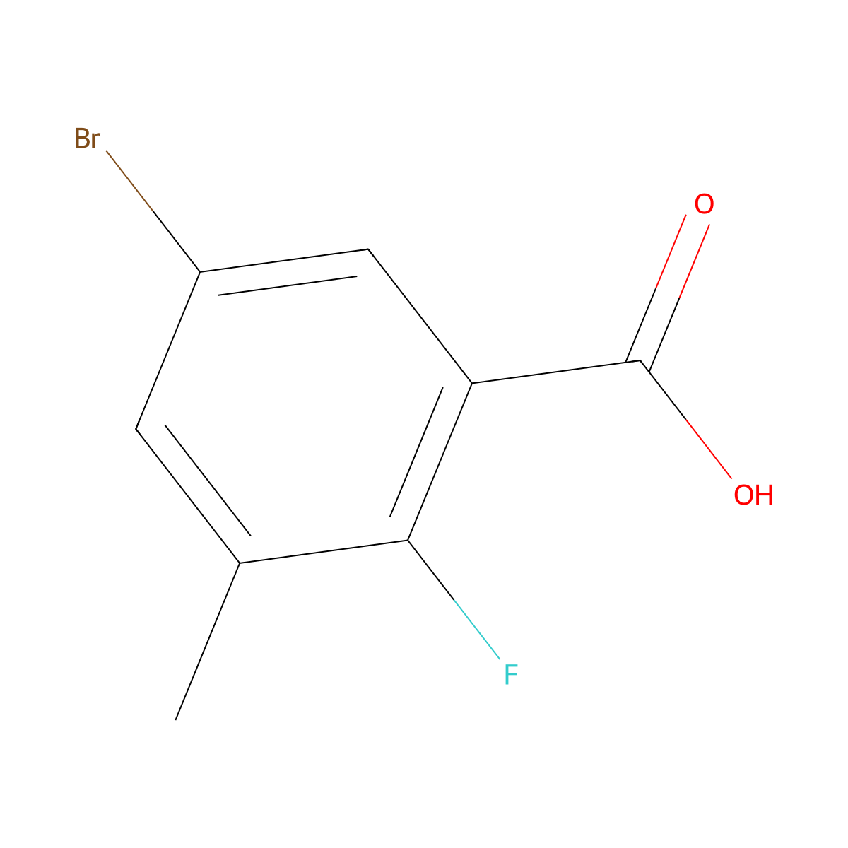5-Bromo-2-fluoro-3-methylbenzoic acid molecular structure, CAS 1427382-02-2