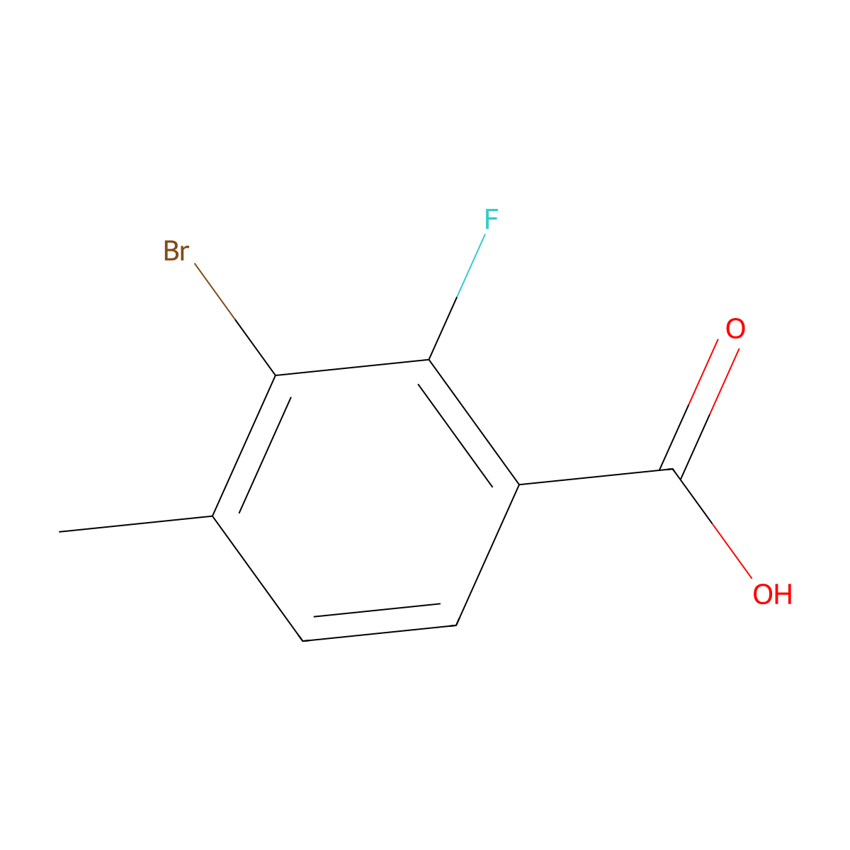 3-Bromo-2-fluoro-4-methylbenzoic acid molecular structure, CAS 1427382-06-6