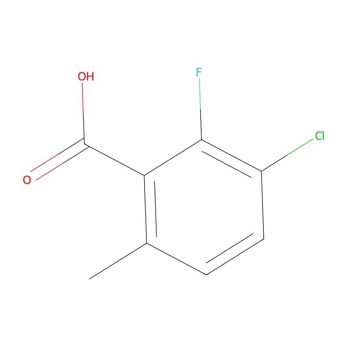 3-Chloro-2-fluoro-6-methylbenzoic acid molecular structure, CAS 1427382-13-5