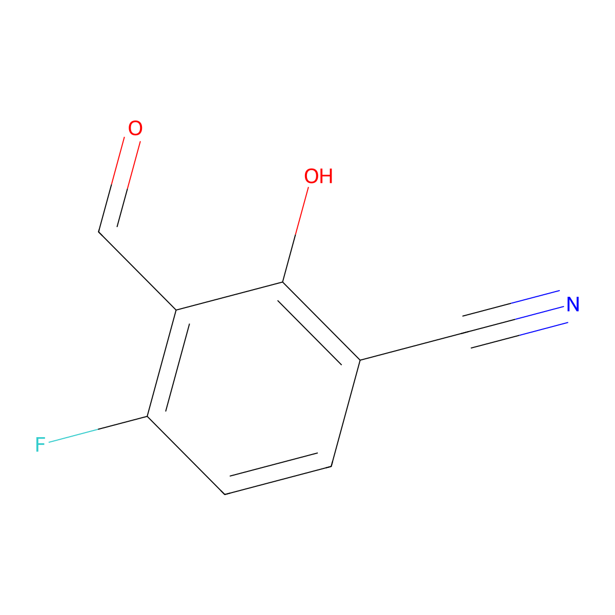 4-Fluoro-3-formyl-2-hydroxybenzonitrile molecular structure, CAS 1427382-21-5