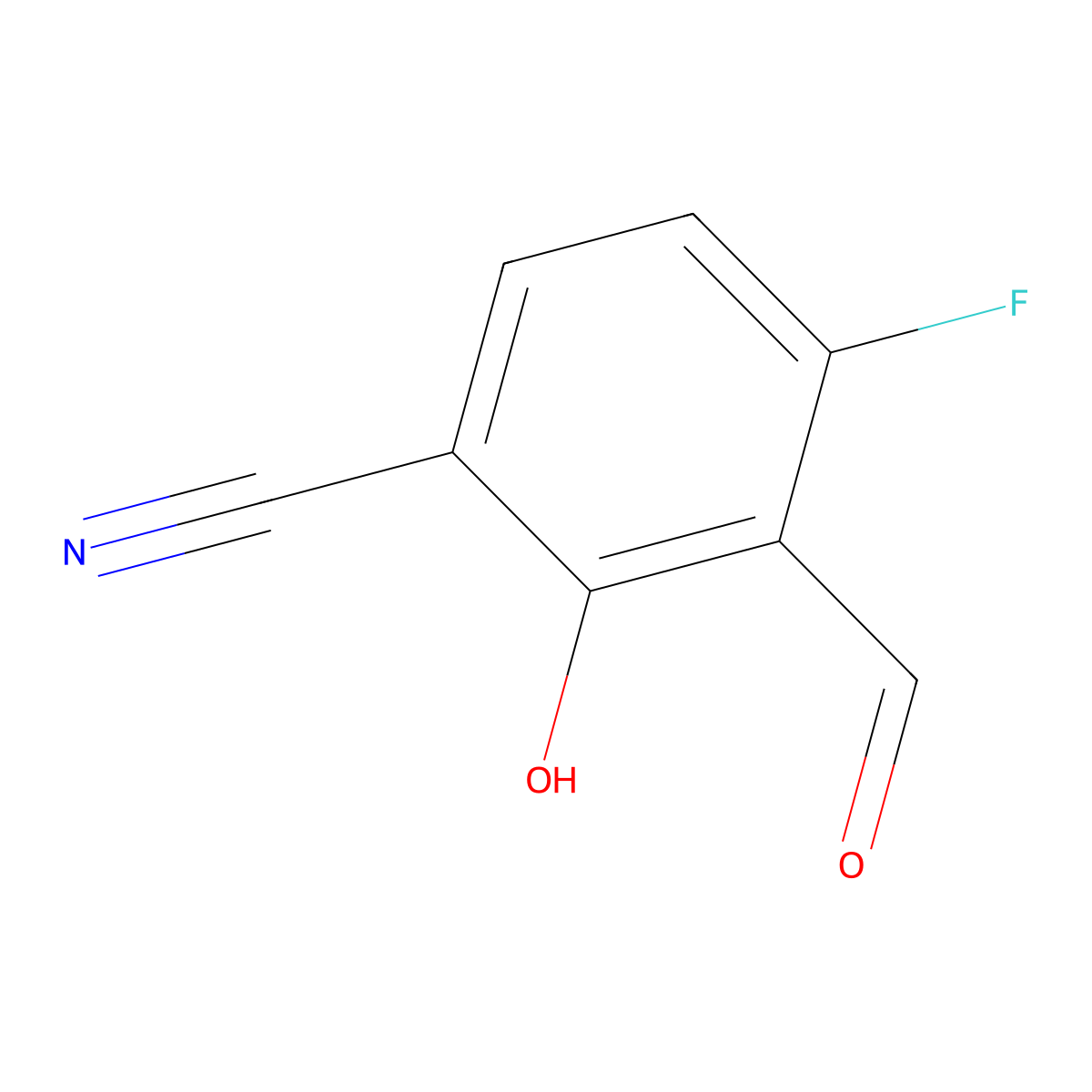 4-Fluoro-3-formyl-2-hydroxybenzonitrile molecular structure, CAS 1427382-21-5