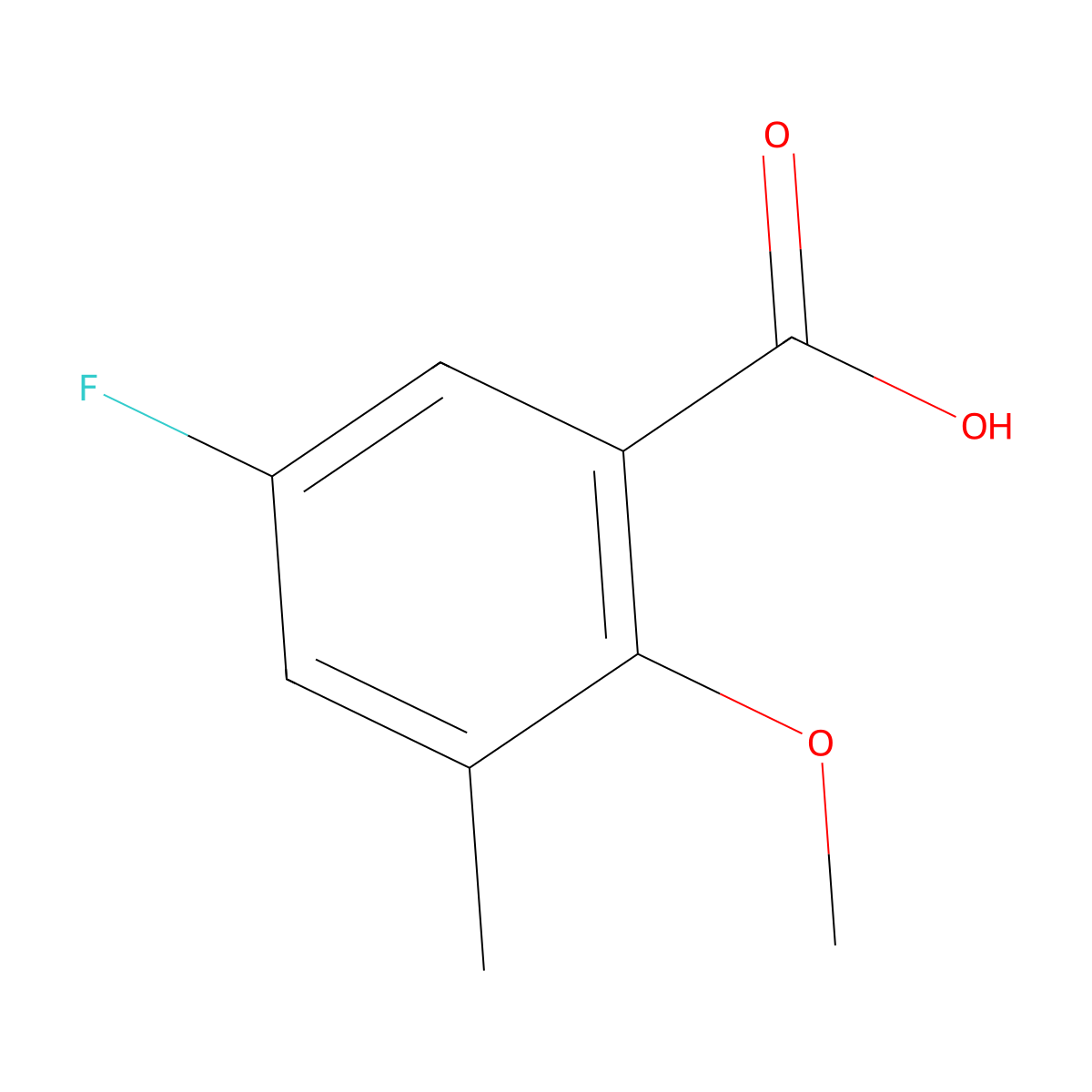 5-Fluoro-2-methoxy-3-methylbenzoic acid molecular structure, CAS 1427382-23-7