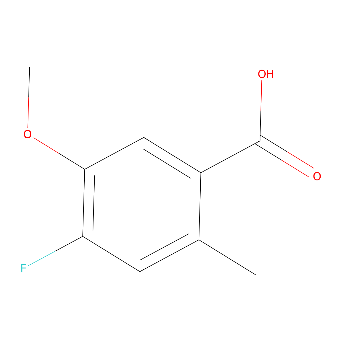 4-Fluoro-5-methoxy-2-methylbenzoic acid molecular structure, CAS 1427382-28-2