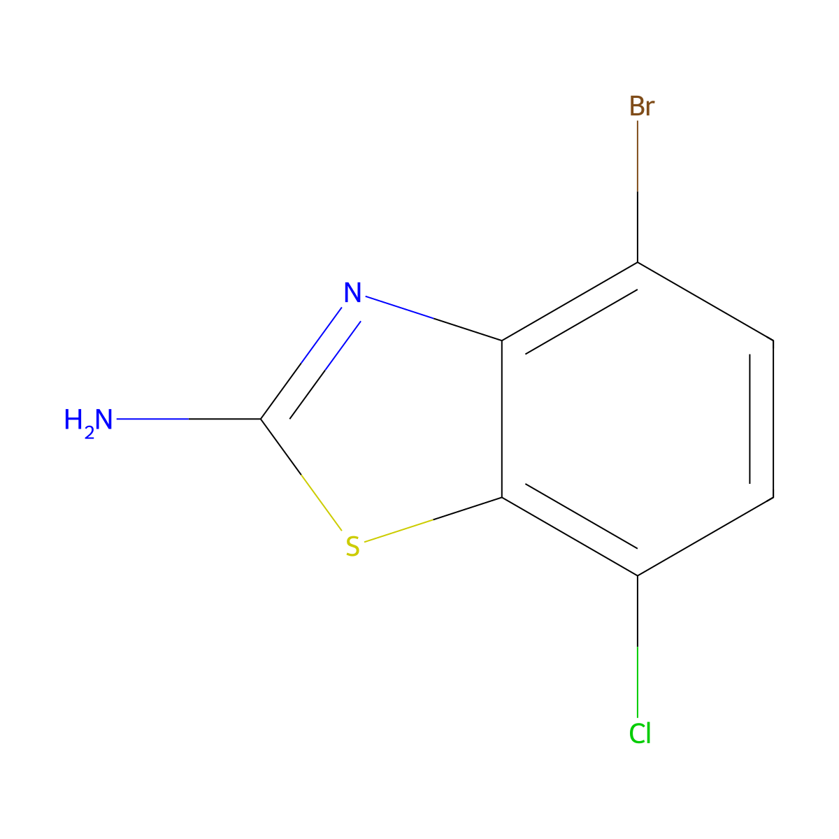 4-Bromo-7-chloro-1,3-benzothiazol-2-amine molecular structure, CAS 1427383-32-1