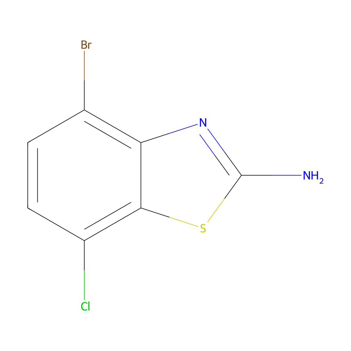 4-Bromo-7-chloro-1,3-benzothiazol-2-amine molecular structure, CAS 1427383-32-1