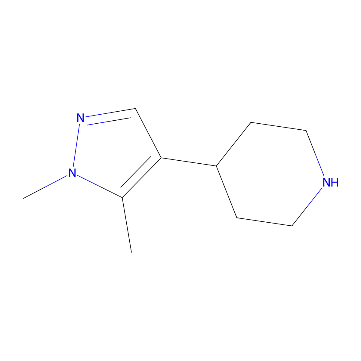 4-(1,5-dimethyl-1H-pyrazol-4-yl)piperidine molecular structure, CAS 1427383-40-1