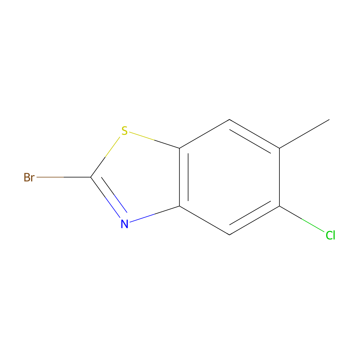 2-Bromo-5-chloro-6-methyl-1,3-benzothiazole molecular structure, CAS 1427384-69-7