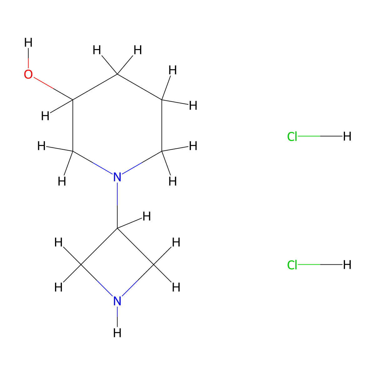 1-(3-Azetidinyl)-3-piperidinol dihydrochloride molecular structure, CAS 1427385-44-1