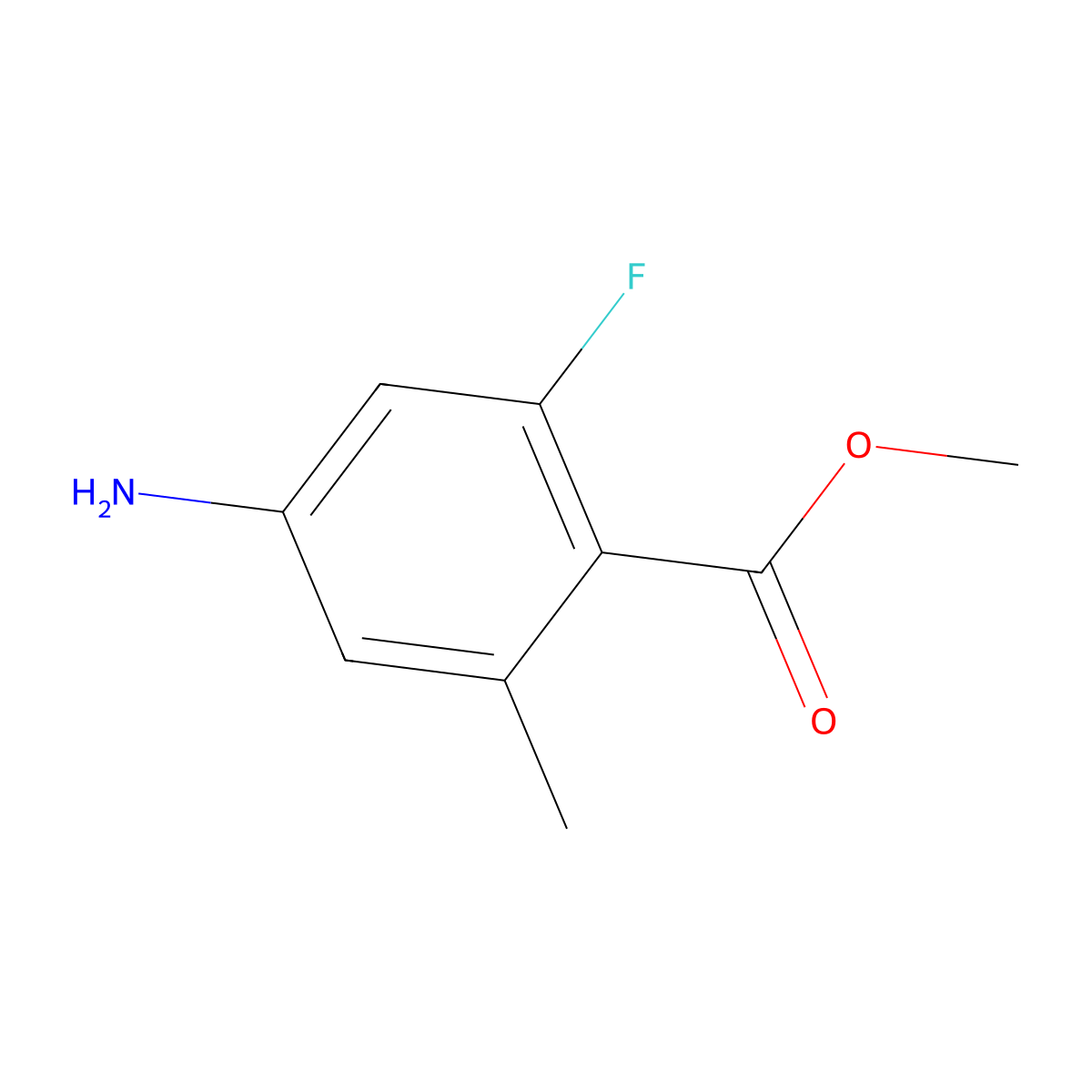 Methyl 4-amino-2-fluoro-6-methylbenzoate molecular structure, CAS 1427386-31-9