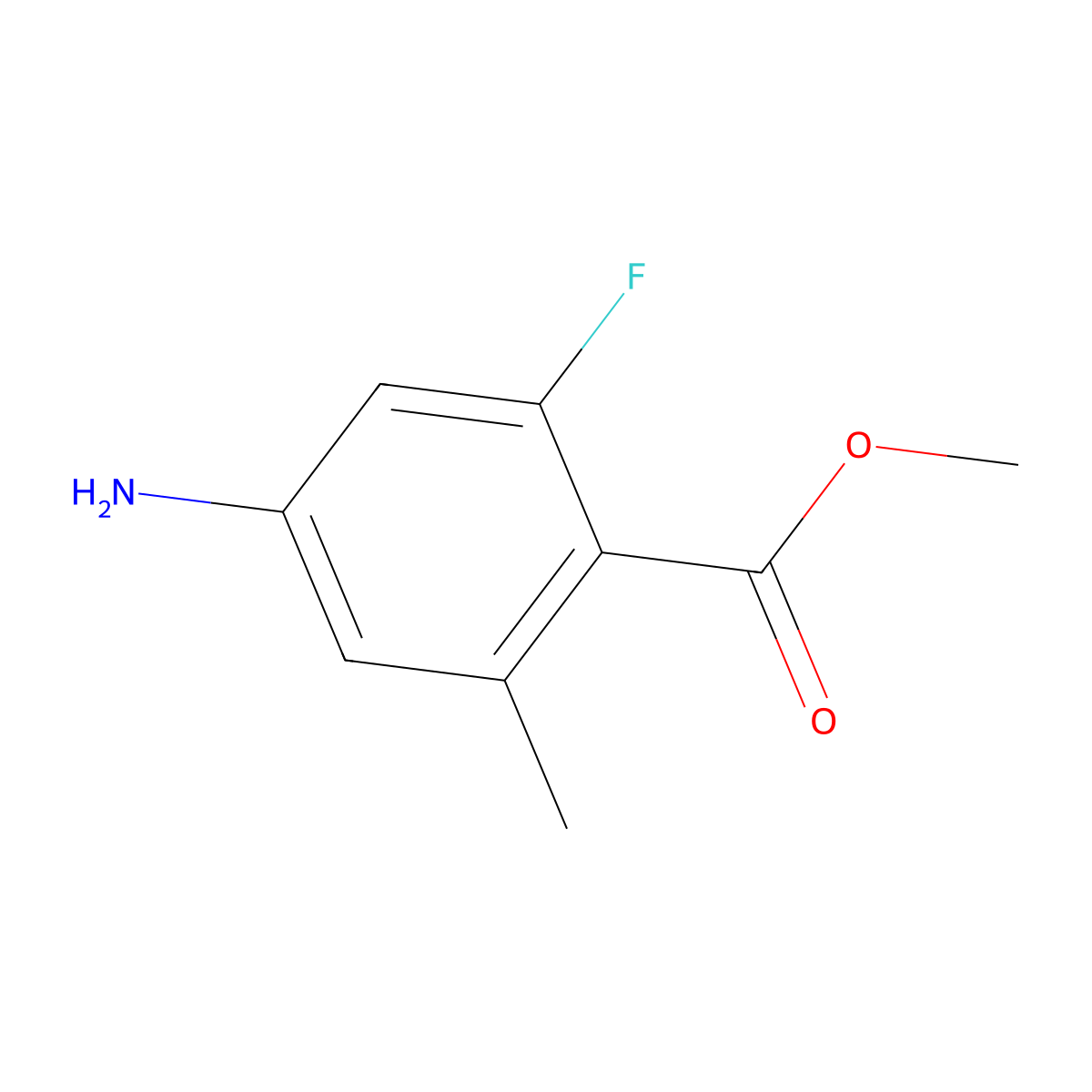Methyl 4-amino-2-fluoro-6-methylbenzoate molecular structure, CAS 1427386-31-9