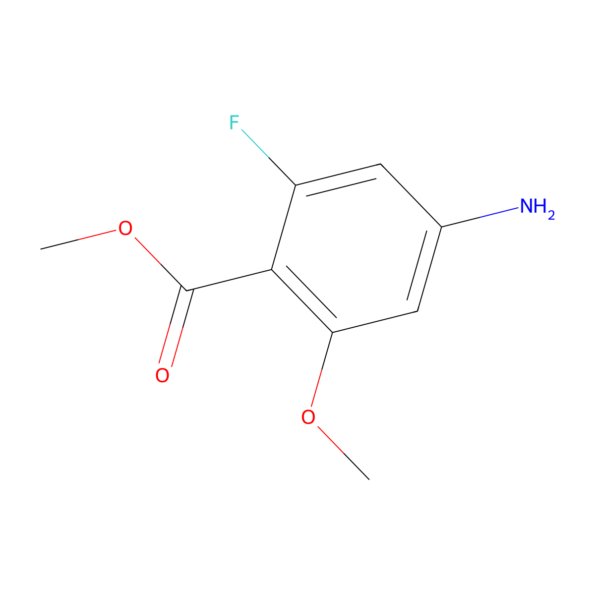 Methyl 4-amino-2-fluoro-6-methoxybenzoate molecular structure, CAS 1427386-48-8