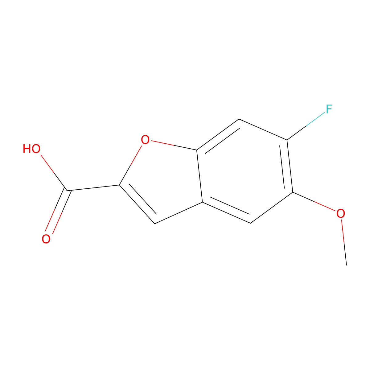 6-Fluoro-5-methoxy-1-benzofuran-2-carboxylic acid molecular structure, CAS 1427389-64-7