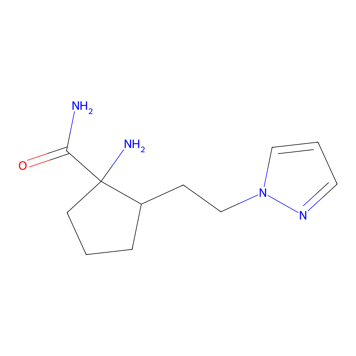 2-(2-(1h-Pyrazol-1-yl)ethyl)-1-aminocyclopentane-1-carboxamide molecular structure, CAS 1427390-49-5