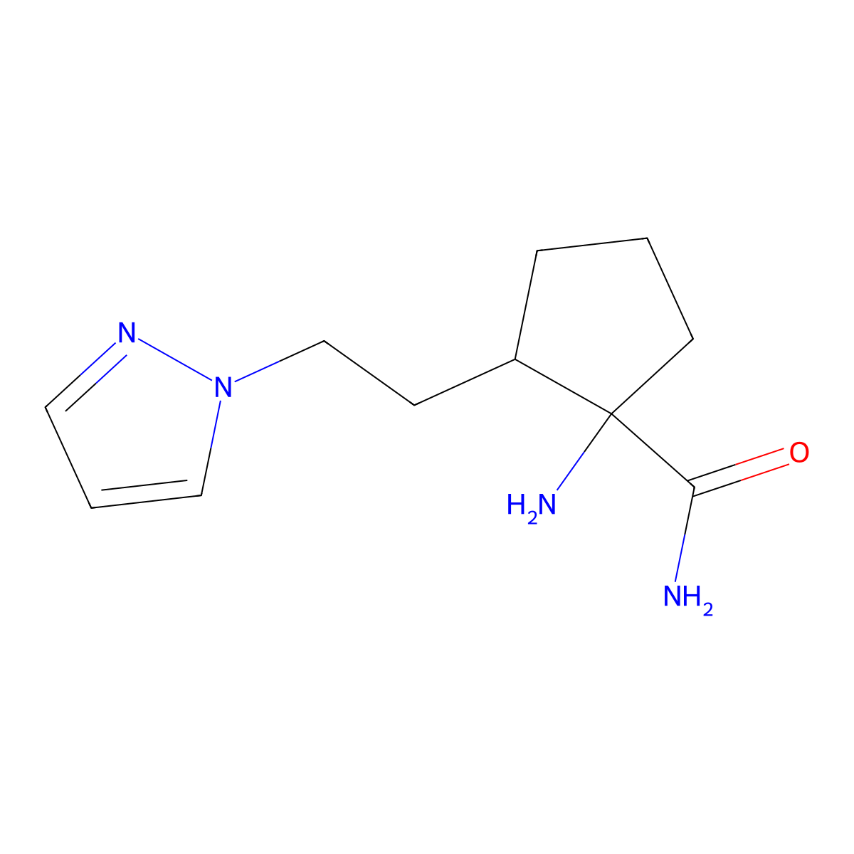 2-(2-(1h-Pyrazol-1-yl)ethyl)-1-aminocyclopentane-1-carboxamide molecular structure, CAS 1427390-49-5