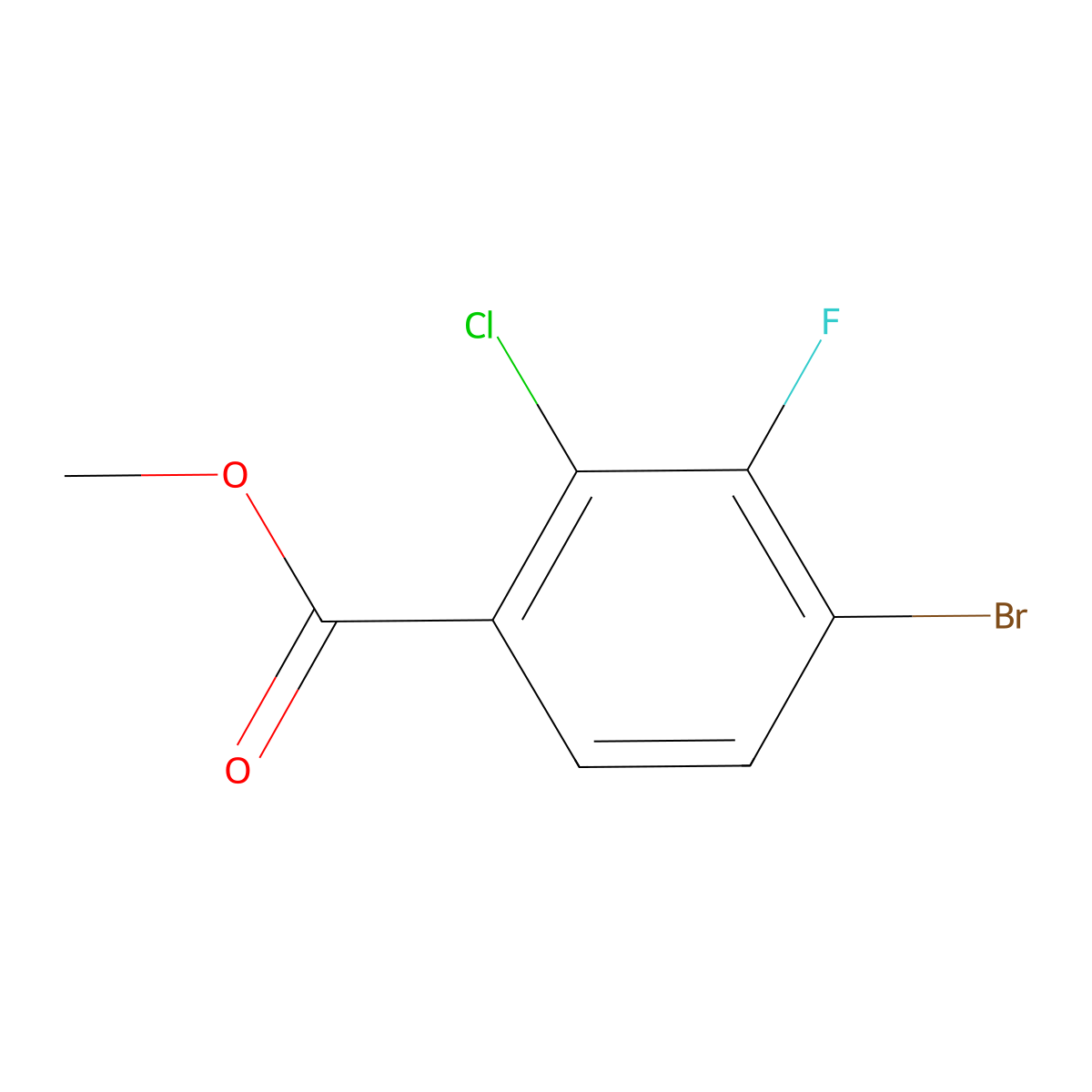 Methyl 4-bromo-2-chloro-3-fluorobenzoate molecular structure, CAS 1427390-96-2