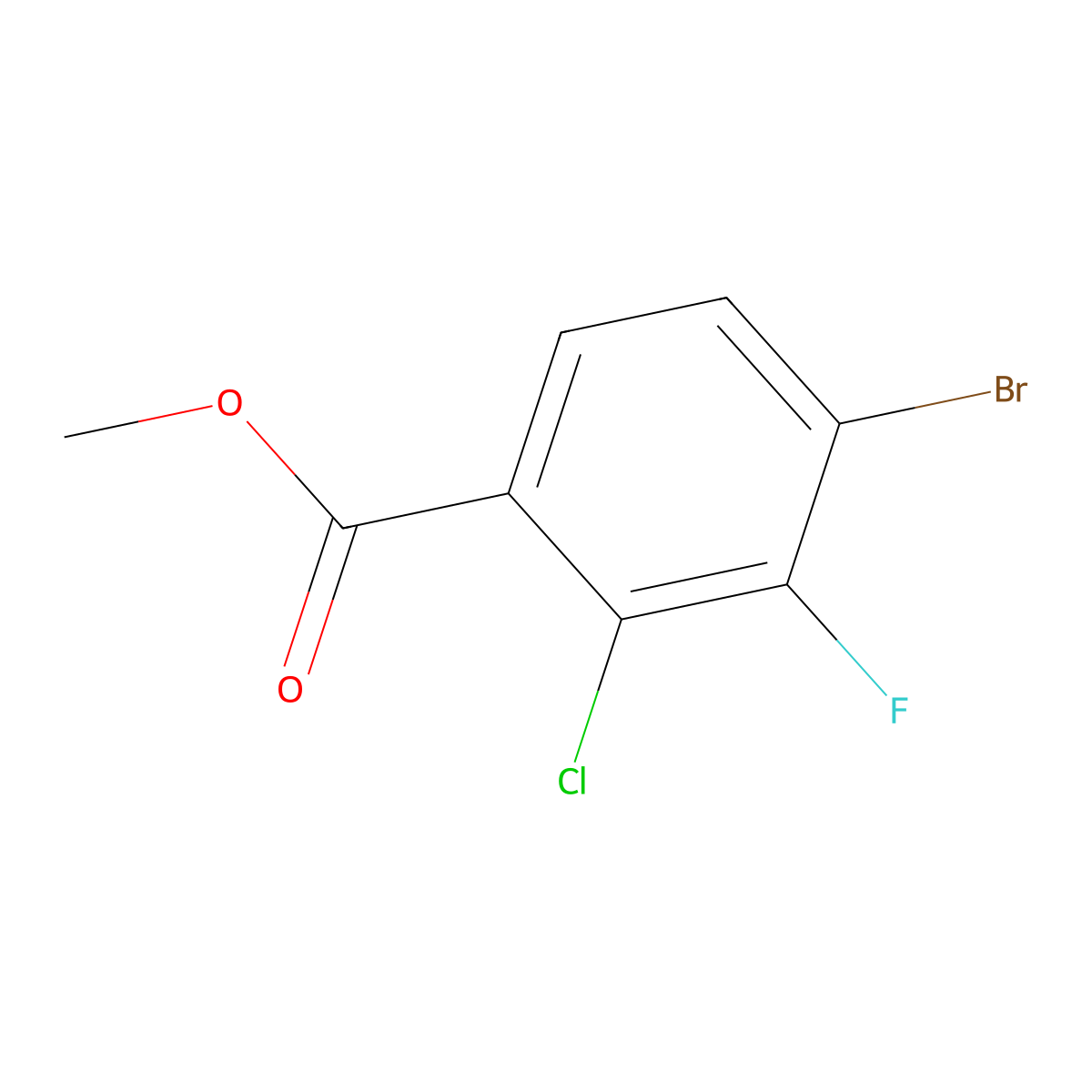 Methyl 4-bromo-2-chloro-3-fluorobenzoate molecular structure, CAS 1427390-96-2
