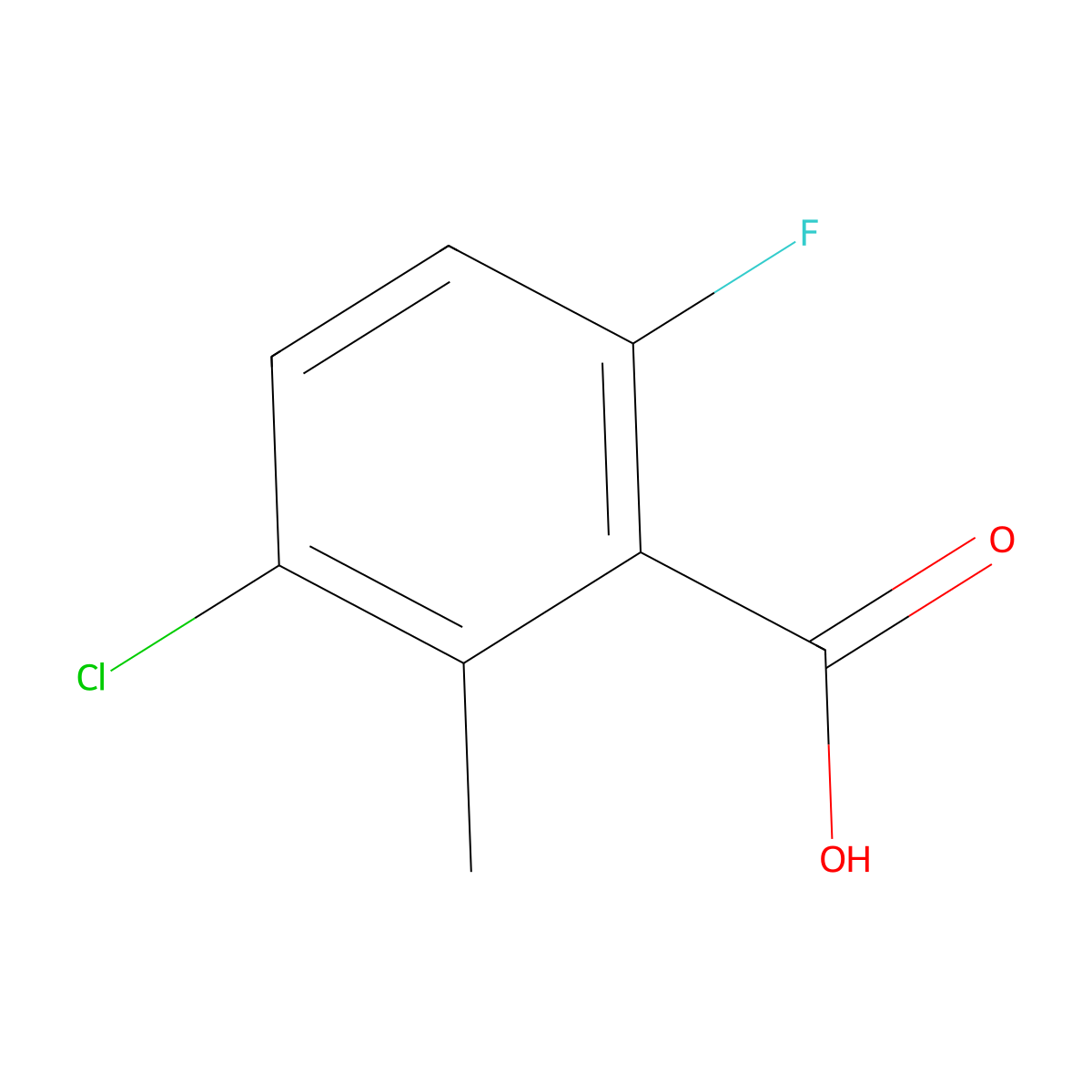 3-Chloro-6-fluoro-2-methylbenzoic acid molecular structure, CAS 1427391-34-1