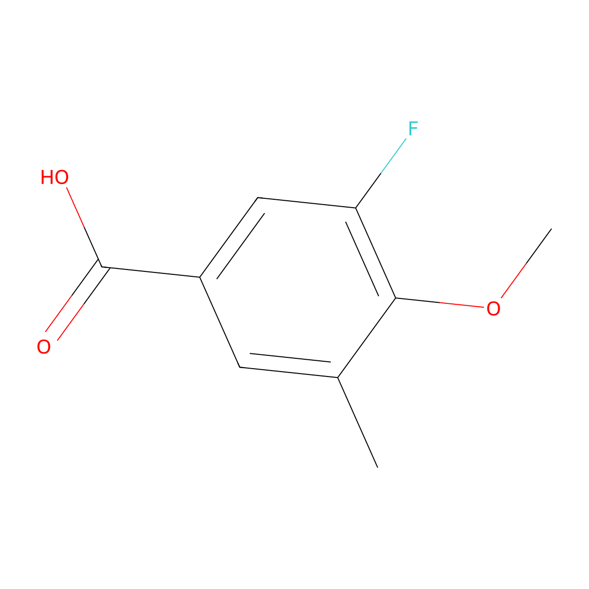 3-Fluoro-4-methoxy-5-methylbenzoic acid molecular structure, CAS 1427391-44-3