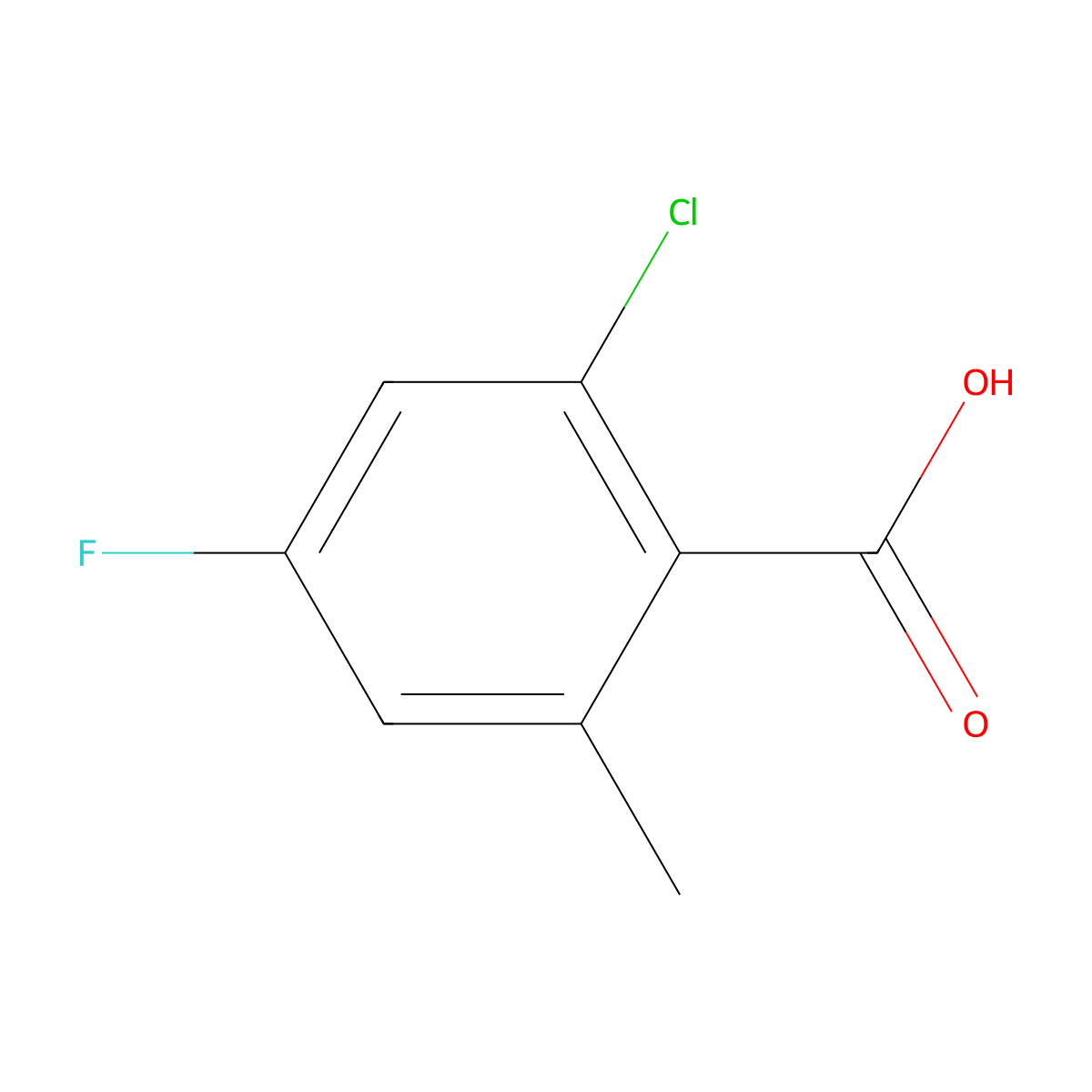 2-Chloro-4-fluoro-6-methylbenzoic acid molecular structure, CAS 1427391-98-7