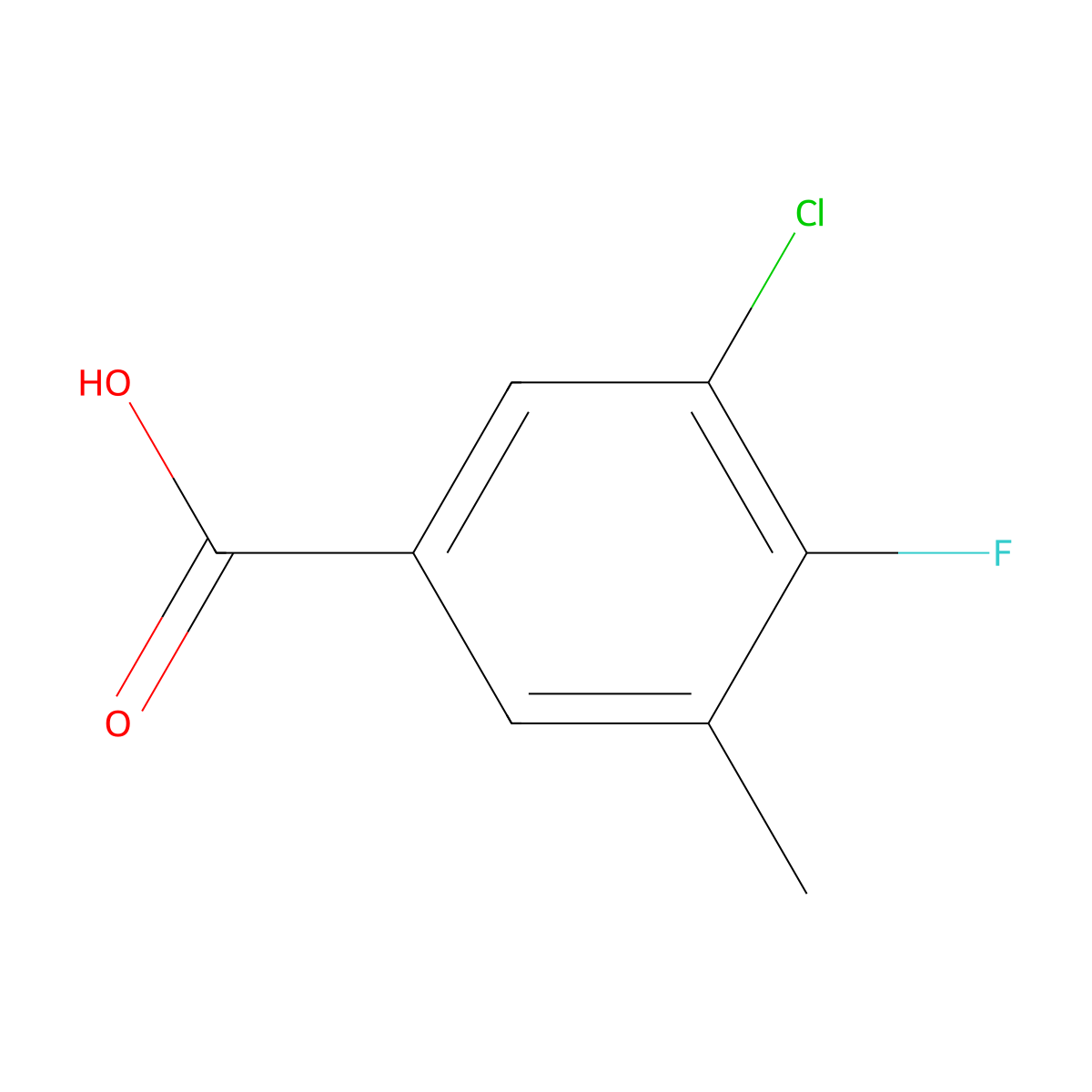 3-Chloro-4-fluoro-5-methylbenzoic acid molecular structure, CAS 1427392-05-9