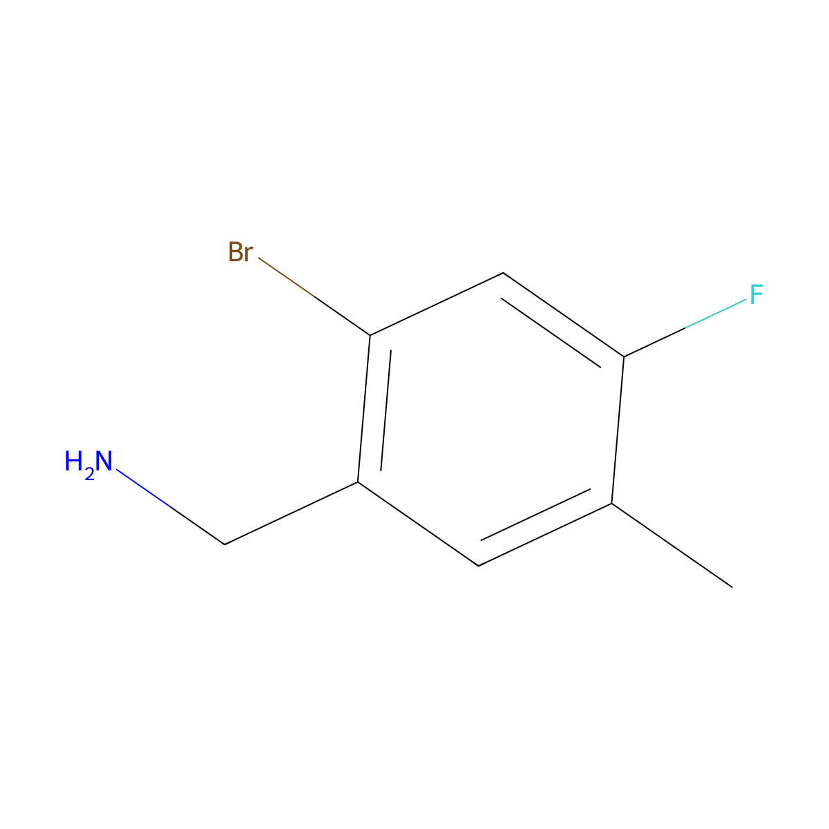 (2-Bromo-4-fluoro-5-methylphenyl)methanamine molecular structure, CAS 1427392-90-2