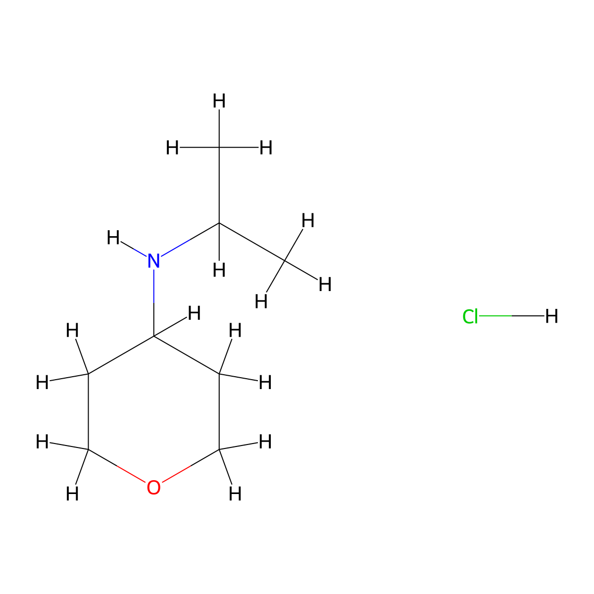 N-(propan-2-yl)oxan-4-aminehydrochloride molecular structure, CAS 1427392-99-1