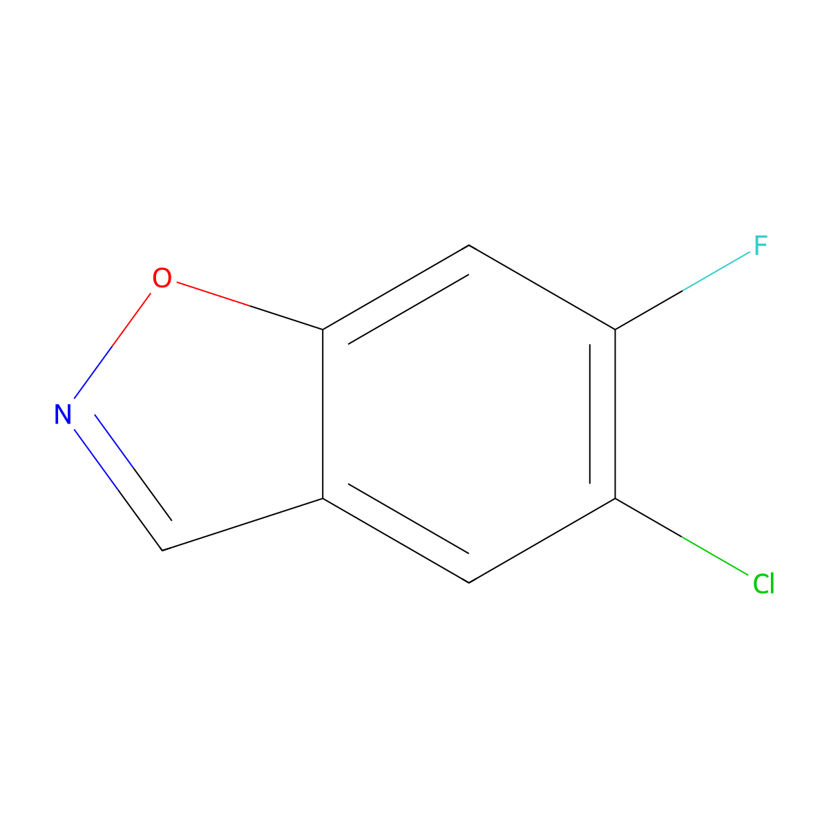 5-Chloro-6-fluoro-1,2-benzoxazole molecular structure, CAS 1427394-82-8
