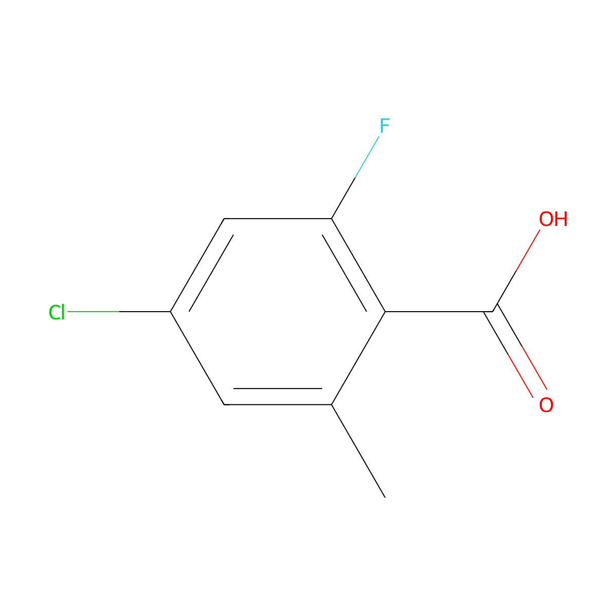 4-Chloro-2-fluoro-6-methylbenzoic acid molecular structure, CAS 1427395-43-4