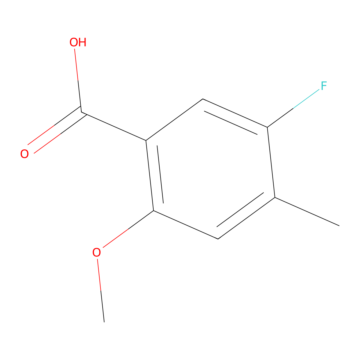 5-Fluoro-2-methoxy-4-methylbenzoic acid molecular structure, CAS 1427395-52-5
