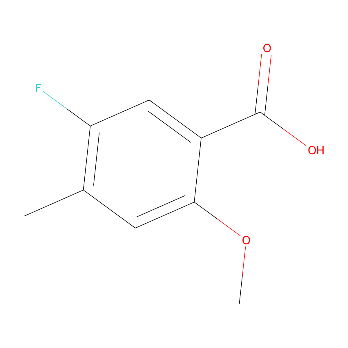 5-Fluoro-2-methoxy-4-methylbenzoic acid molecular structure, CAS 1427395-52-5