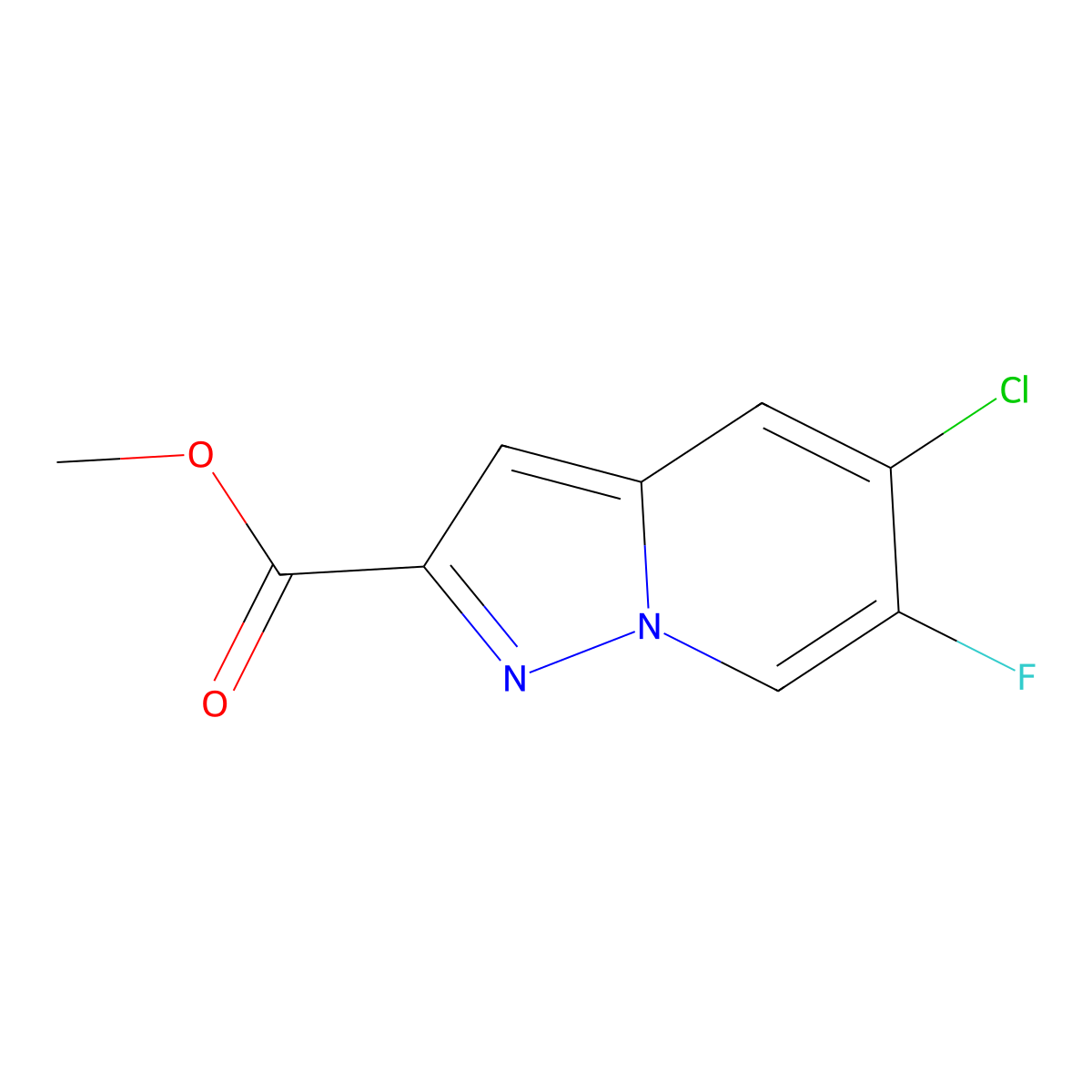 Methyl 5-chloro-6-fluoropyrazolo(1,5-a)pyridine-2-carboxylate molecular structure, CAS 1427397-40-7
