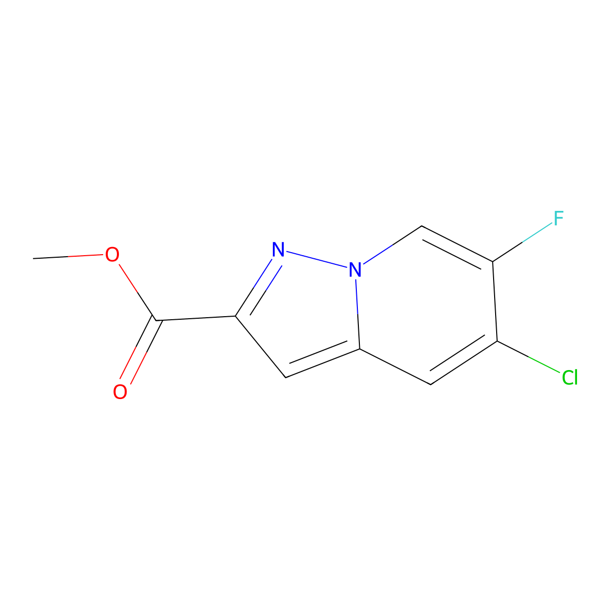Methyl 5-chloro-6-fluoropyrazolo(1,5-a)pyridine-2-carboxylate molecular structure, CAS 1427397-40-7