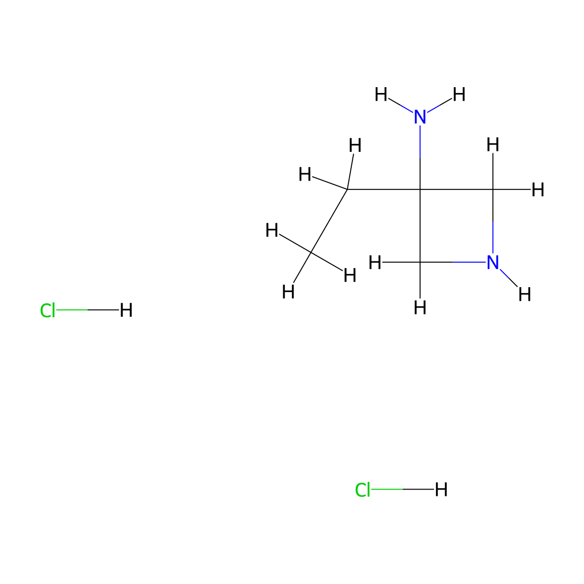 3-Amino-3-ethylazetidine dihydrochloride molecular structure, CAS 1427397-56-5