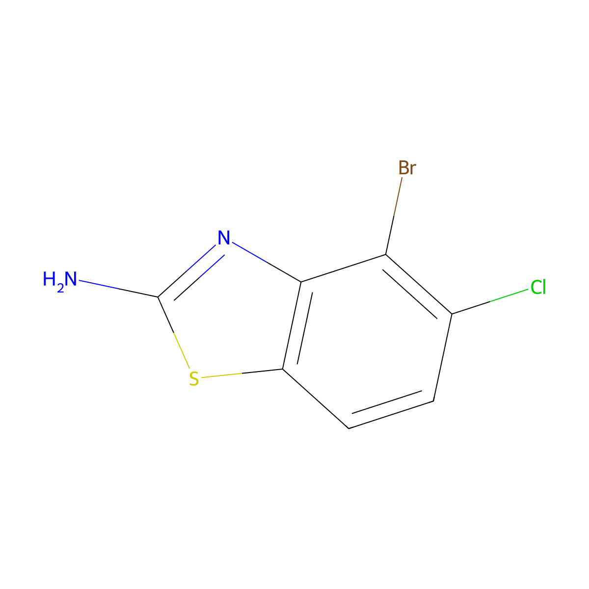 4-Bromo-5-chloro-1,3-benzothiazol-2-amine molecular structure, CAS 1427398-06-8
