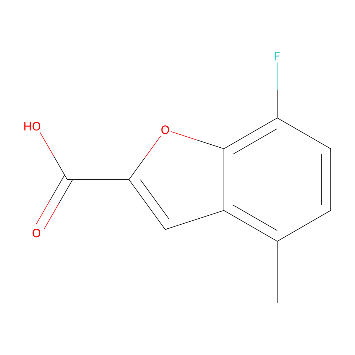 7-Fluoro-4-methyl-1-benzofuran-2-carboxylic acid molecular structure, CAS 1427398-20-6