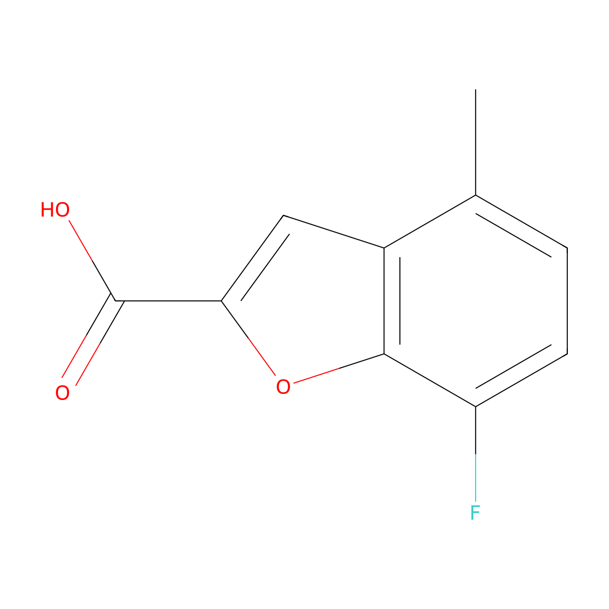 7-Fluoro-4-methyl-1-benzofuran-2-carboxylic acid molecular structure, CAS 1427398-20-6