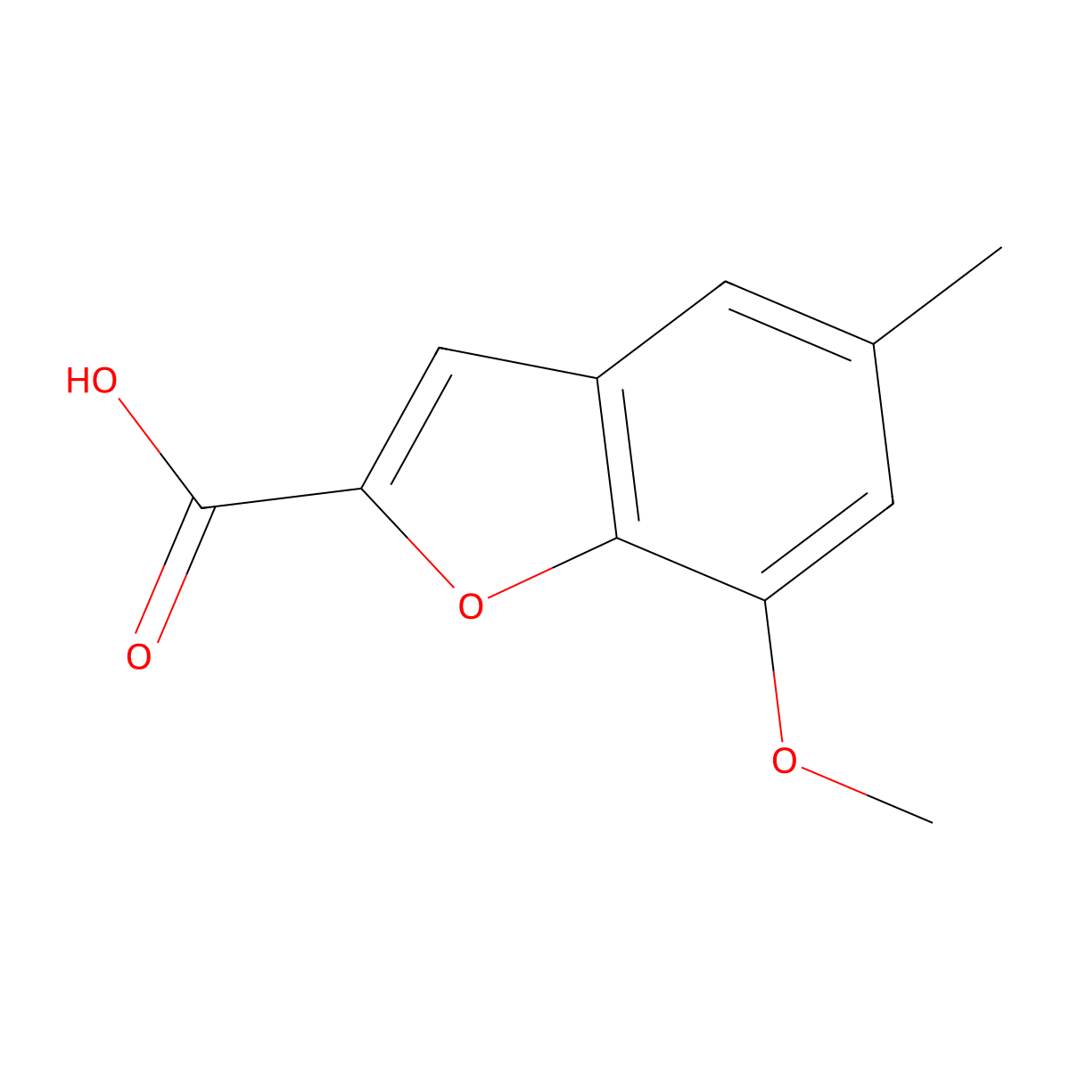 7-Methoxy-5-methyl-1-benzofuran-2-carboxylic acid molecular structure, CAS 1427398-22-8