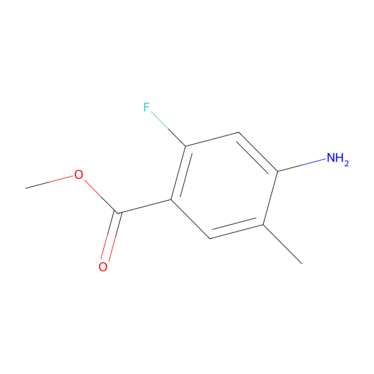Benzoic acid, 4-amino-2-fluoro-5-methyl-, methyl ester molecular structure, CAS 1427398-87-5