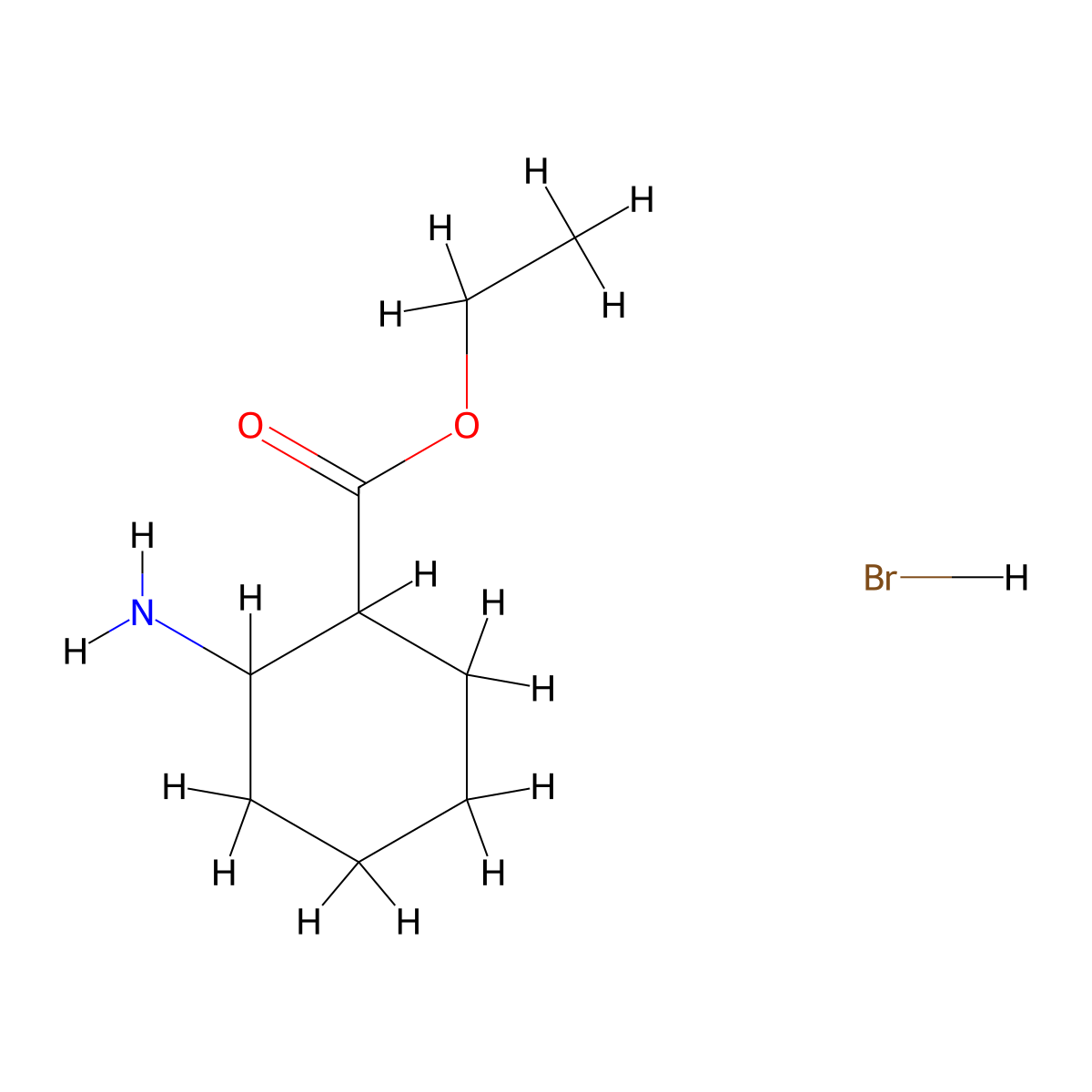 Ethyl 2-aminocyclohexane-1-carboxylate hydrobromide molecular structure, CAS 1427401-48-6