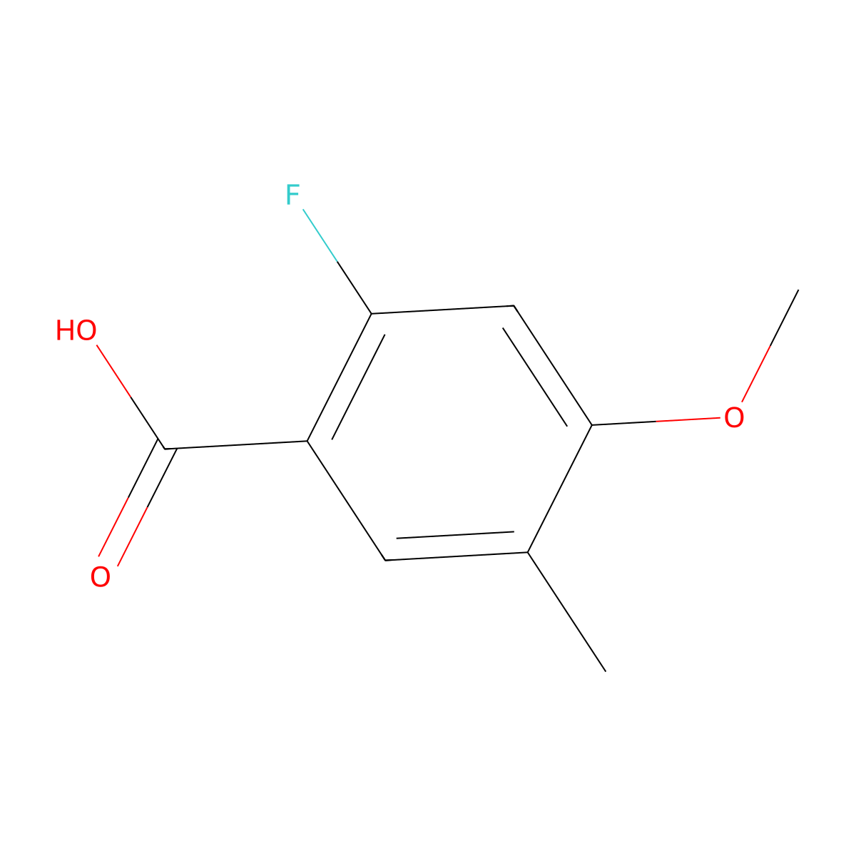 2-Fluoro-4-methoxy-5-methylbenzoic acid molecular structure, CAS 1427404-81-6