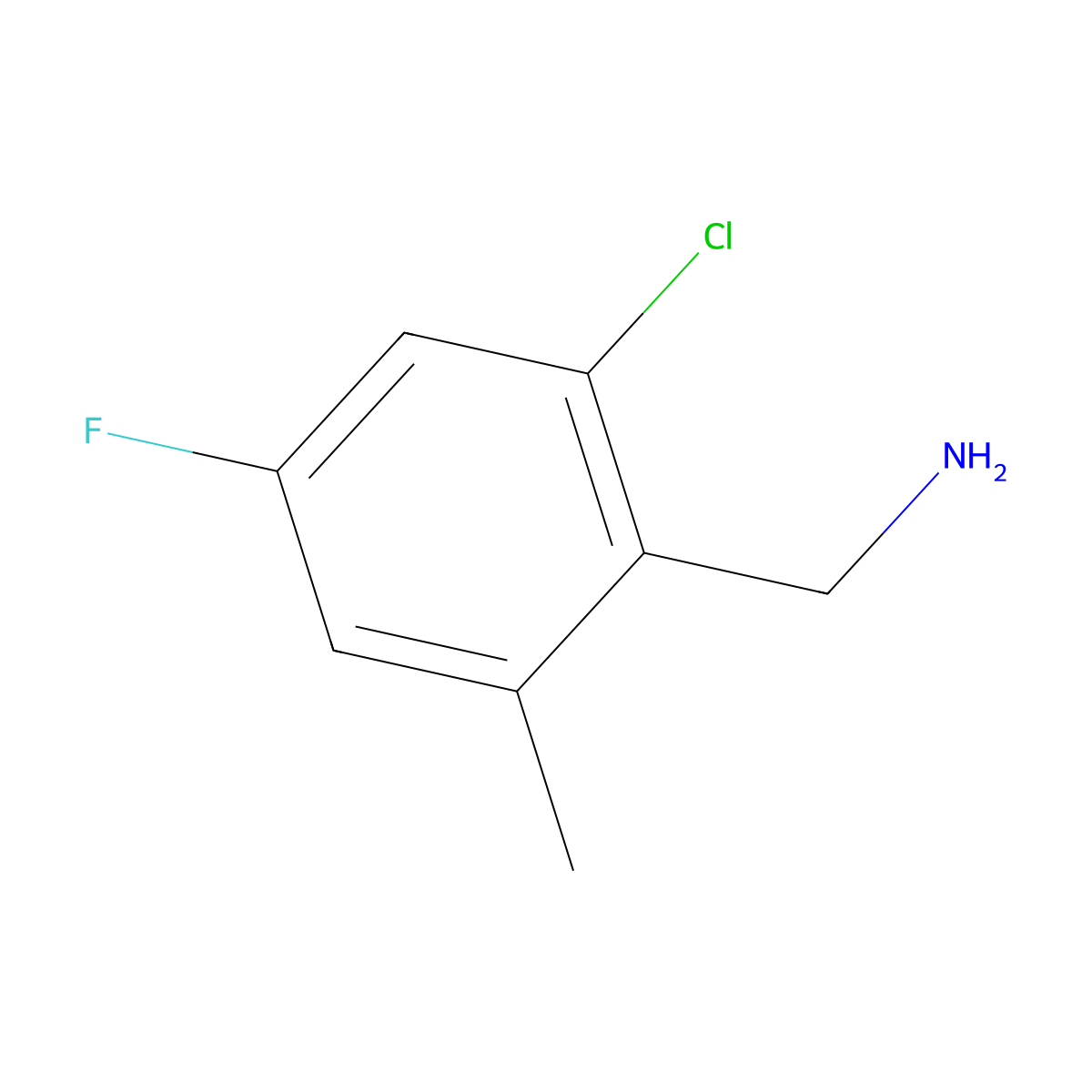 2-Chloro-4-fluoro-6-methylbenzylamine molecular structure, CAS 1427405-28-4