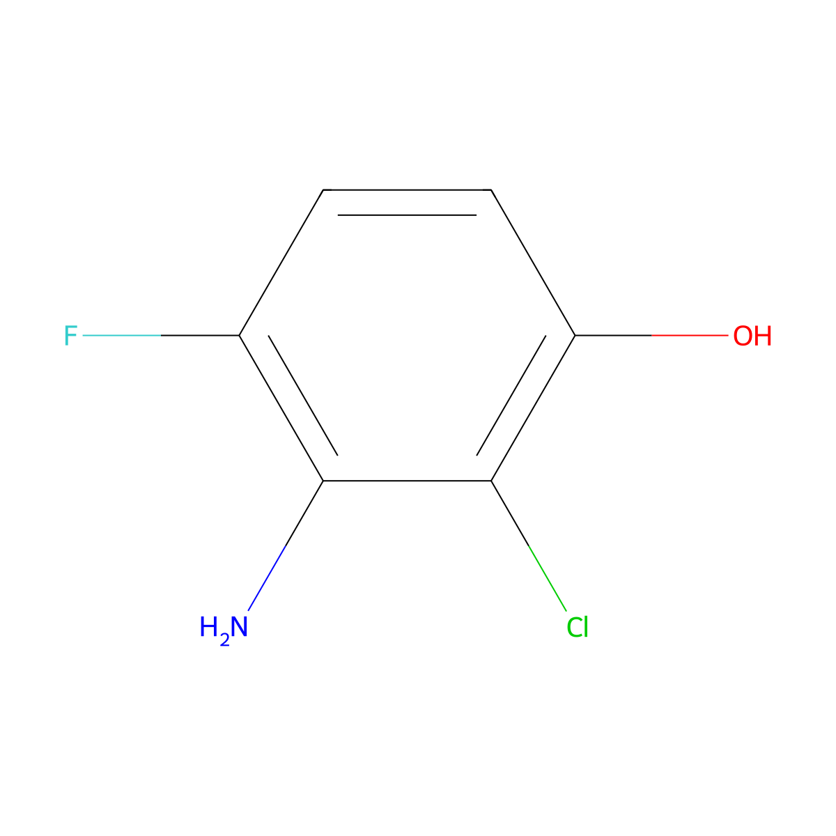 3-Amino-2-chloro-4-fluorophenol molecular structure, CAS 1427407-23-5