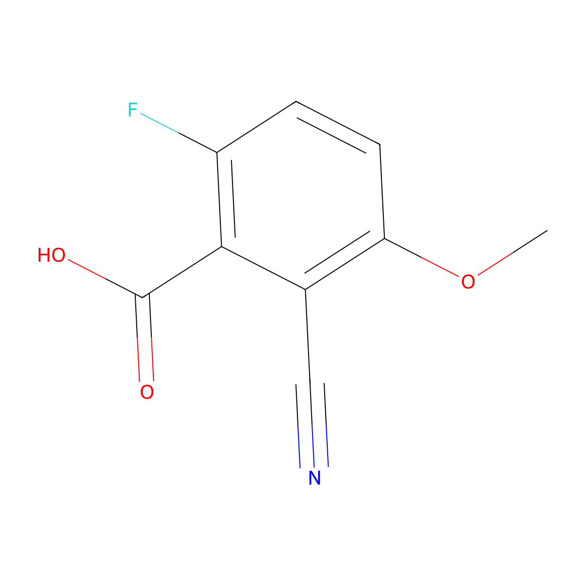 2-Cyano-6-fluoro-3-methoxybenzoic acid molecular structure, CAS 1427408-14-7