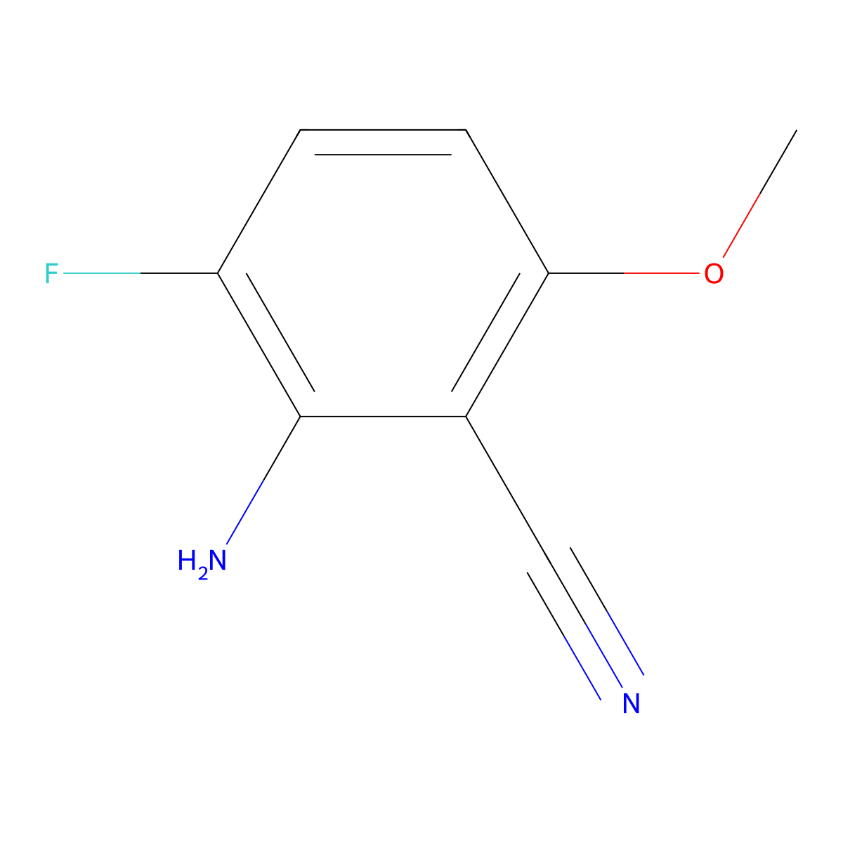 2-Amino-3-fluoro-6-methoxybenzonitrile molecular structure, CAS 1427408-15-8