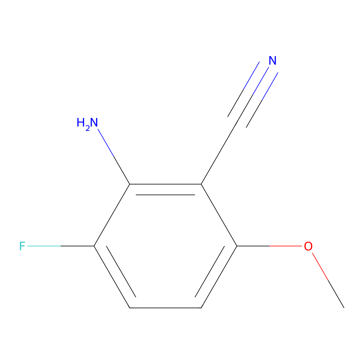 2-Amino-3-fluoro-6-methoxybenzonitrile molecular structure, CAS 1427408-15-8