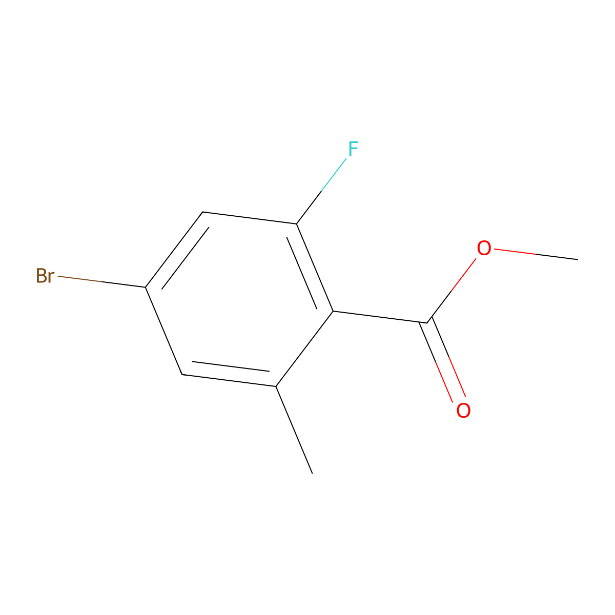 Methyl 4-bromo-2-fluoro-6-methylbenzoate molecular structure, CAS 1427409-40-2