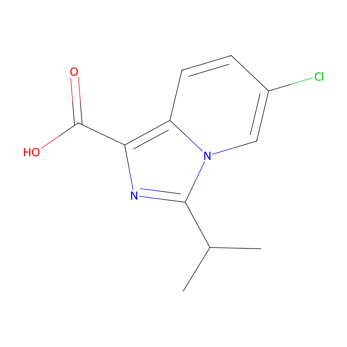 6-Chloro-3-(propan-2-yl)imidazo(1,5-a)pyridine-1-carboxylic acid molecular structure, CAS 1427411-54-8