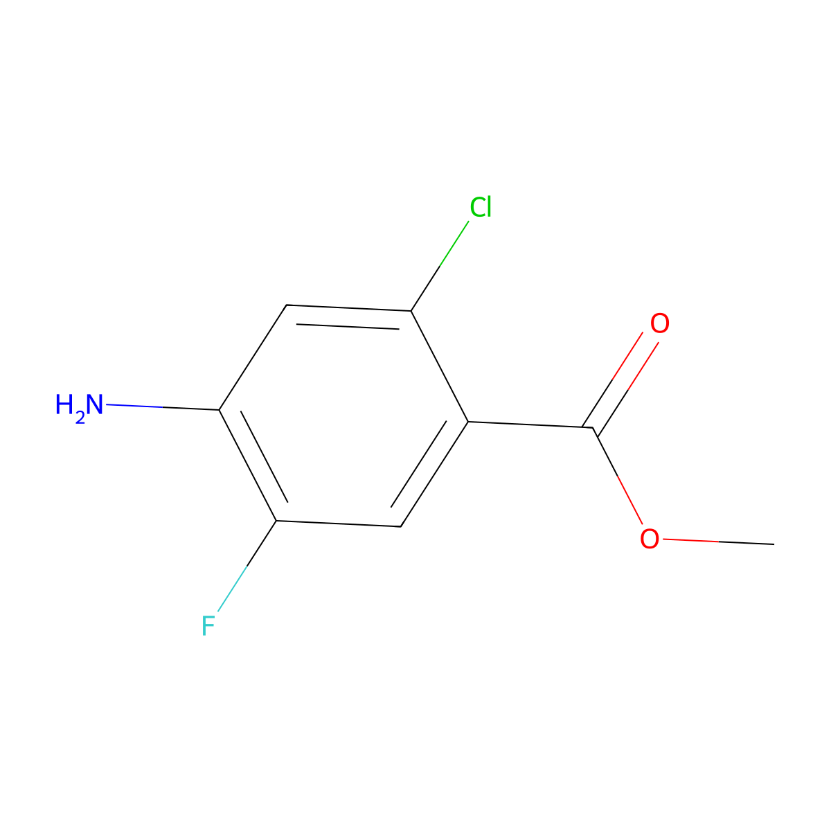 Methyl 4-amino-2-chloro-5-fluorobenzoate molecular structure, CAS 1427413-83-9