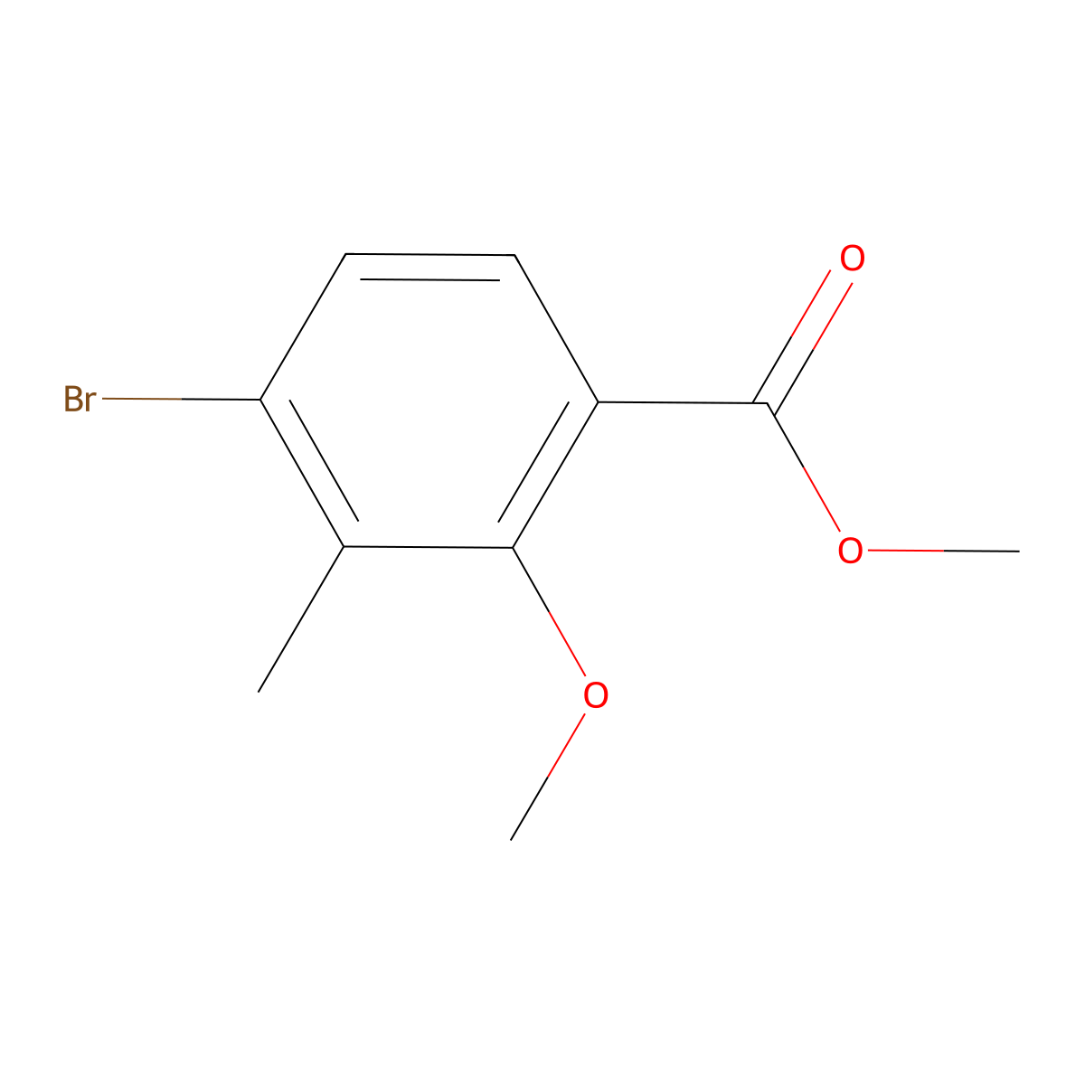 Methyl 4-bromo-2-methoxy-3-methylbenzoate molecular structure, CAS 1427413-96-4